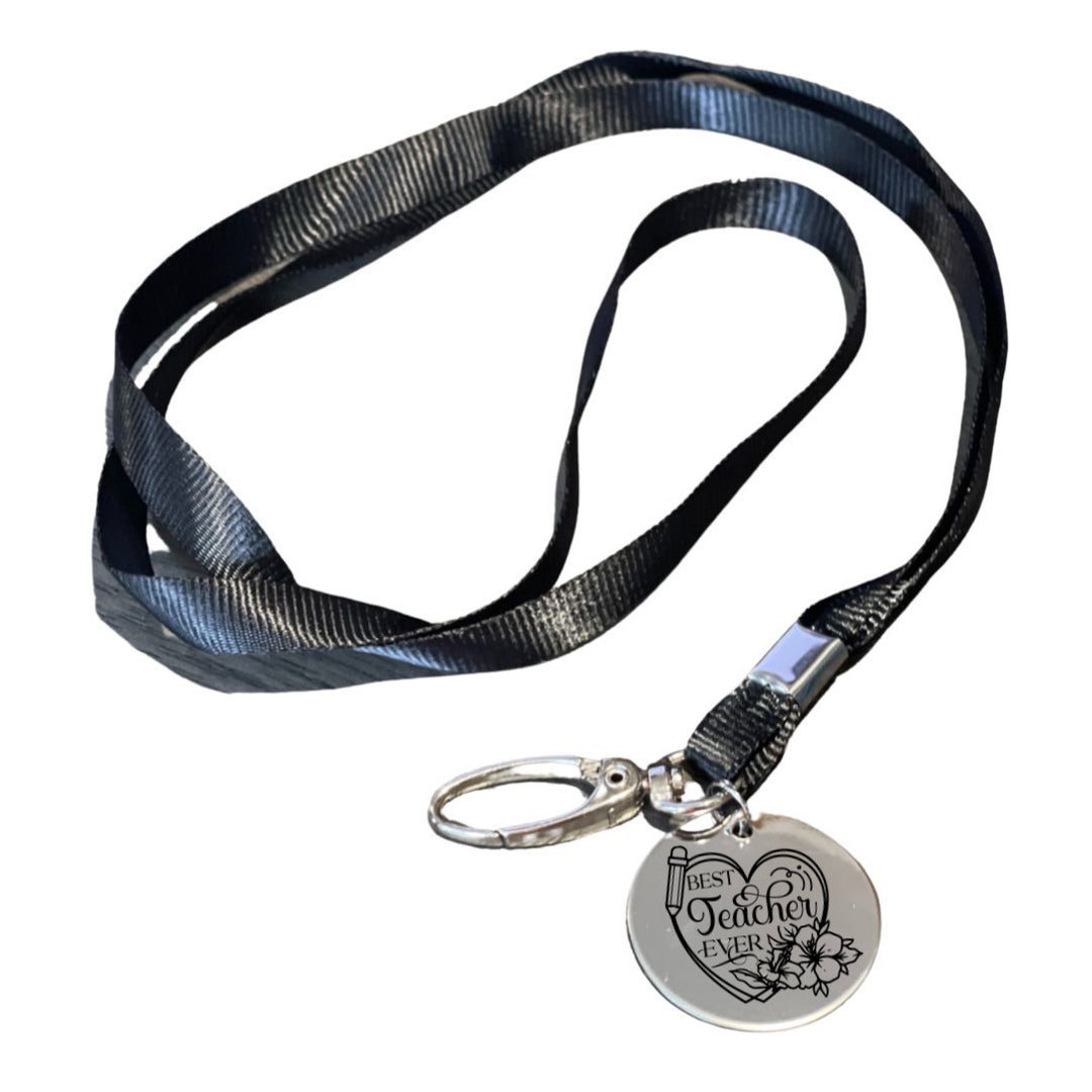 Best Teacher Ever Work Badge ID or Key Lanyard Back Can Be Etsy