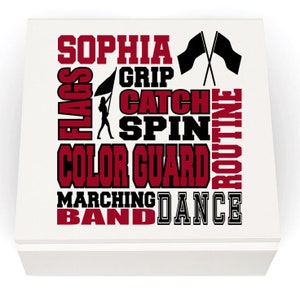 Color Guard Flag Corp Marching Band Personalized Custom White Jewelry Keepsake Trinket Box