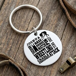 Personalized Wrestling Keychain, End of the Season Senior Night Gift, Sports Award Banquet Coach
