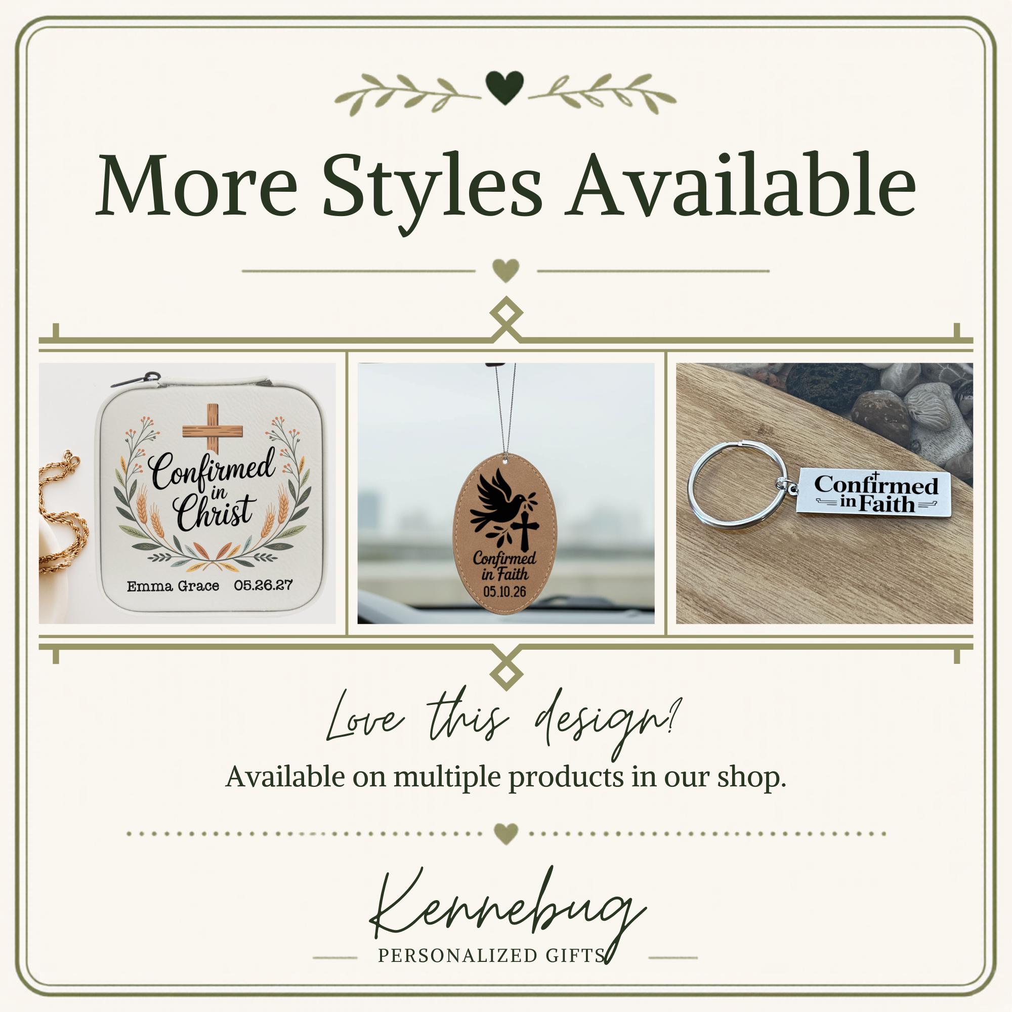 Personalized Confirmation Keychain - Choose Design - Custom Message ...