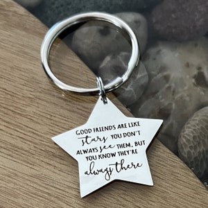 Good Friends are Like Stars Personalized Star Shaped Key Chain - Engraved