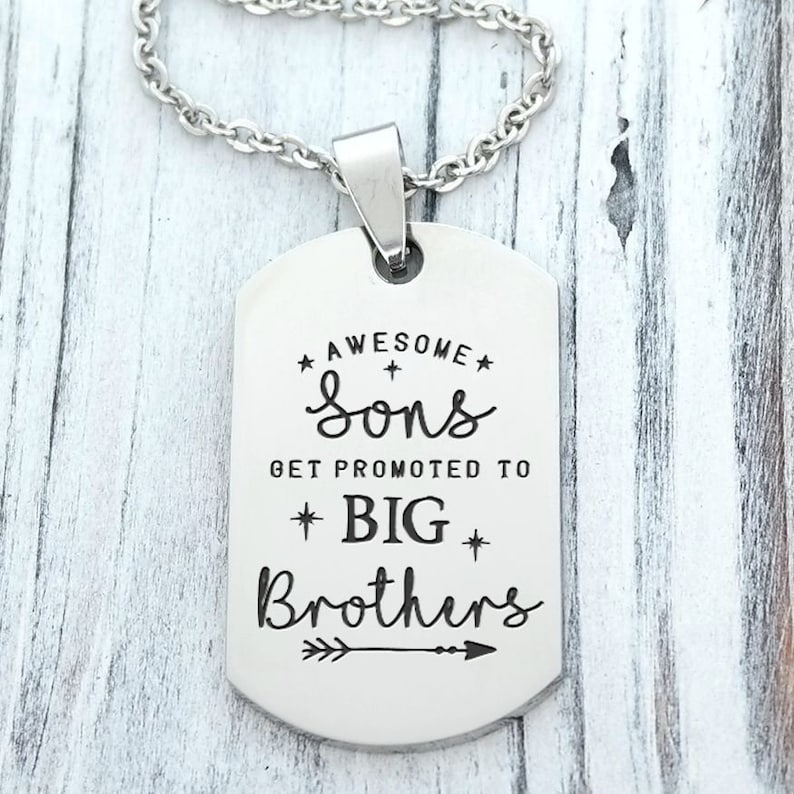 Promoted to Big Brother Personalized Engraved Dog Tag Necklace
