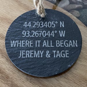 Personalized Coordinates Latitude Longitude GPS Location Place Custom Slate Ornament