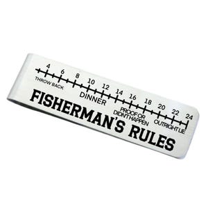 Reglas divertidas del pescador Regla del Día del Padre Clip de dinero de acero inoxidable personalizado - La parte posterior se puede personalizar Abuelo Papá Pescador Pescador