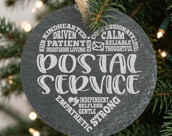 Mail Person Ornament, Postal Service Mail Carrier Gift, Personalized Back Custom Message Text