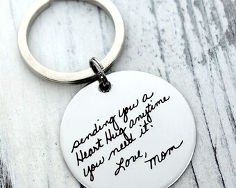 Actual Handwriting Personalized Key Chain - Engraved Can be hand writing or drawings of your loved ones or your own Childs Artwork Memorials