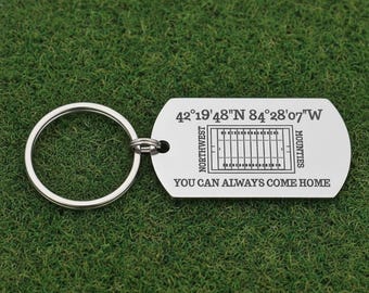 Personalized Football Field Keychain, Coordinates Team Name, Senior Night Gift, End of the Season, Coach