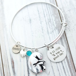 Personalized Custom Kidney Transplant or Donor Disease Awareness Wire Adjustable Bangle Bracelet