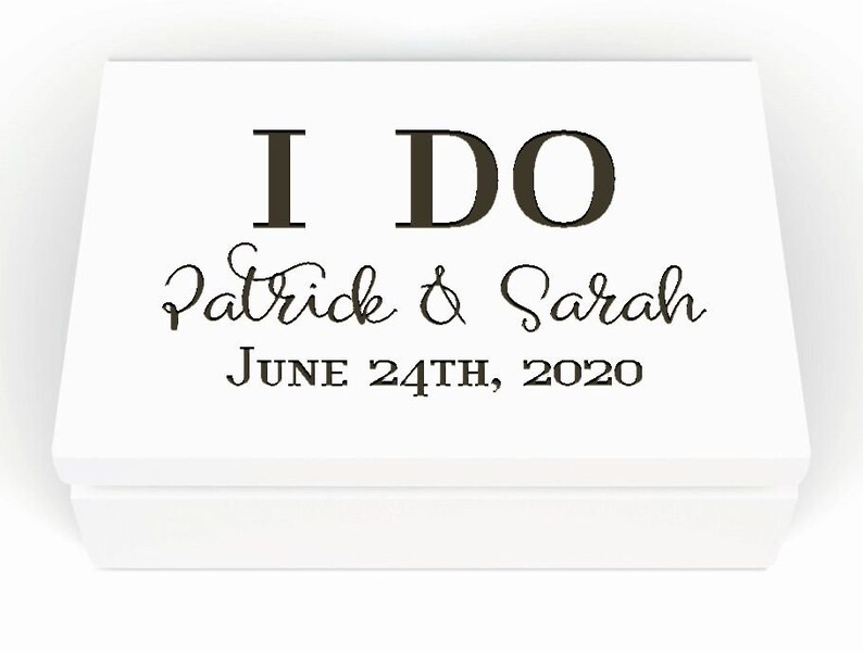 Wish or Keepsake Trinket Box Prayer Includes Paper and Pencil Inside I Do Wedding Couple Personalized Engraved Custom White Box