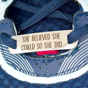 She Believed She Could So She Did Shoe Lace Tag Training Running - Engraved