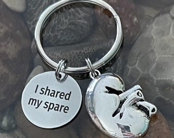 Kidney Donor Gift Key Chain, Custom Engraved Stainless Steel with Charm
