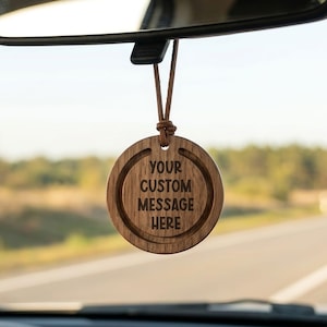 Custom Wooden Car Air Freshener, Personalized Text Rearview Mirror Hanger, Essential Oil Diffuser, Funny Custom Gift