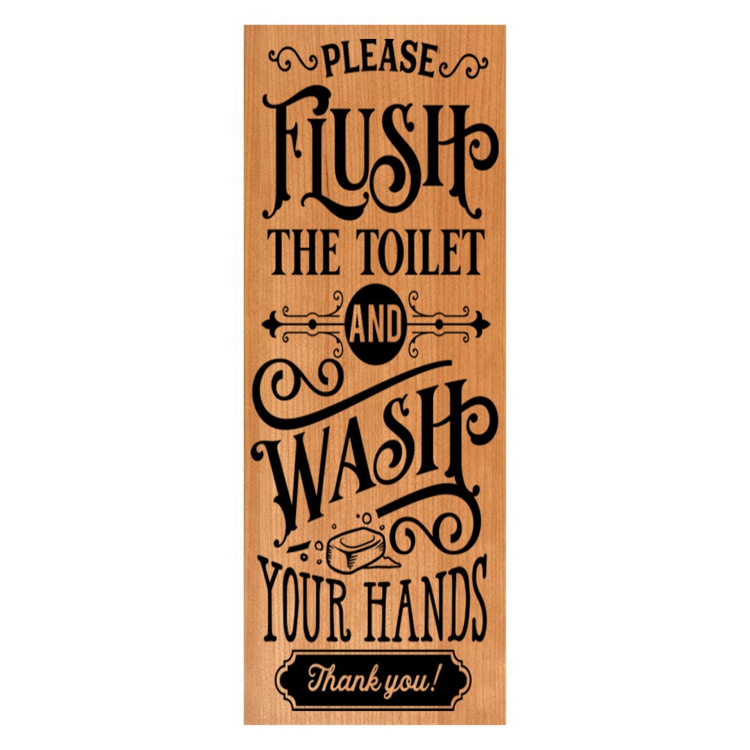 Please Flush the Toilet and Wash Your Hands Thank You Vintage Style ...