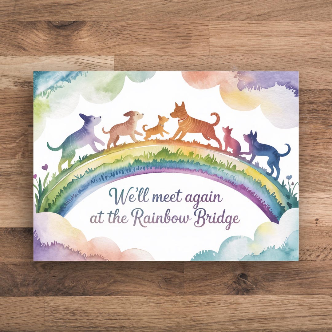 Rainbow Bridge Pet Memorial Sign, Loss of Dog or Cat Remembrance ...