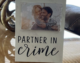 Partner in Crime Friends Personalized Custom Engraved Frame - Stand up and Magnetic