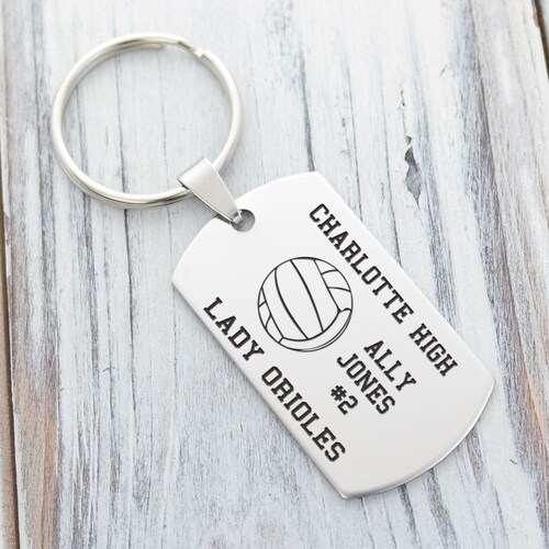 Volleyball Heart Team Player Personalized Engraved Key Chain Etsy
