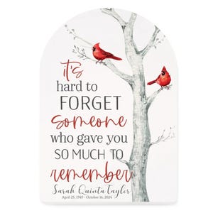 Personalized Cardinals Memorial Sign: Sympathy Gift, Arched Tabletop Decor