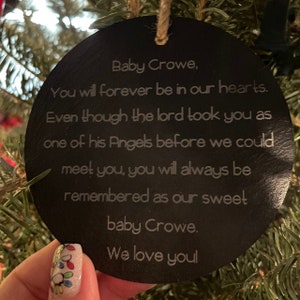 Any Custom Wording or Message or Any of our Designs Personalized Engraved Slate Ornament - Back can be personalized