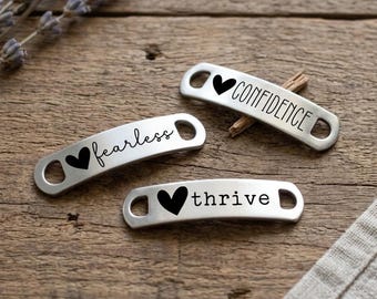 Personalized Running Shoe Tag, Custom Motivational Shoelace Tag, Runner Gift, Marathon Accessory, Word Shoe Charm