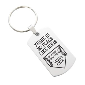 No Place Like Home Baseball or Softball Team Player Personalized Key Chain - Engraved Senior Gifts, Banquet Gifts