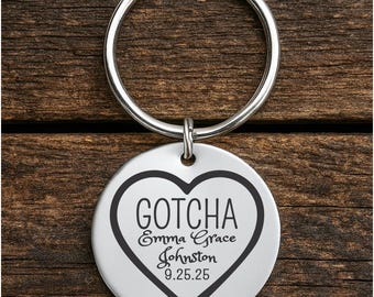 Personalized Gotcha Day Keychain, Adoption Gift, Official Court Keepsake, Newly Adoptive Mom, Dad, Parents Gifts