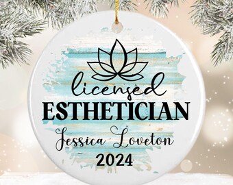 Personalized Licensed Esthetician Ornament, Christmas Graduation Gift, Custom Back Text Message