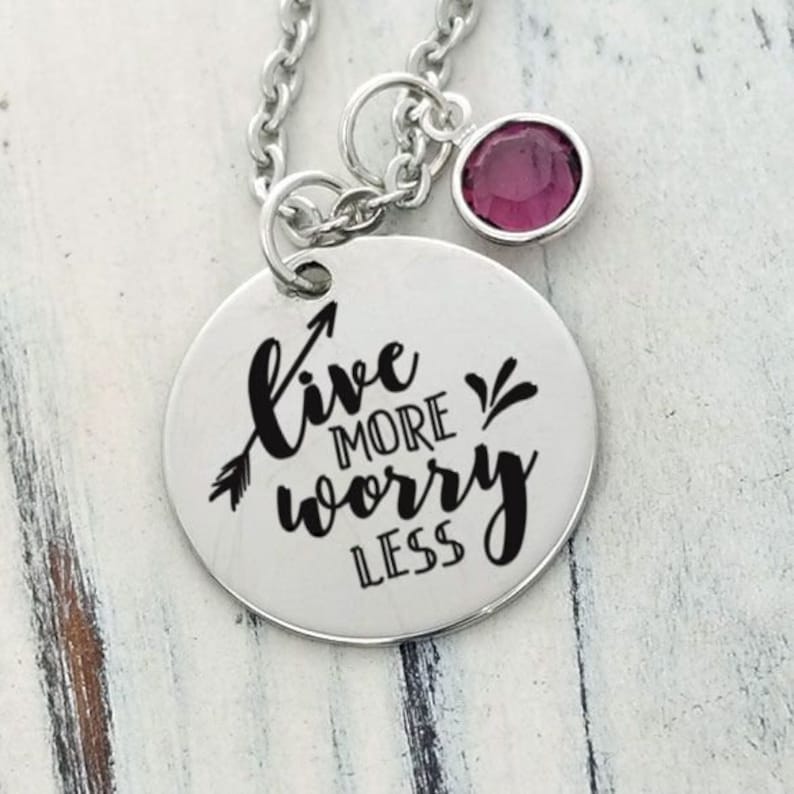Engraved Live More Worry Less Personalized Necklace