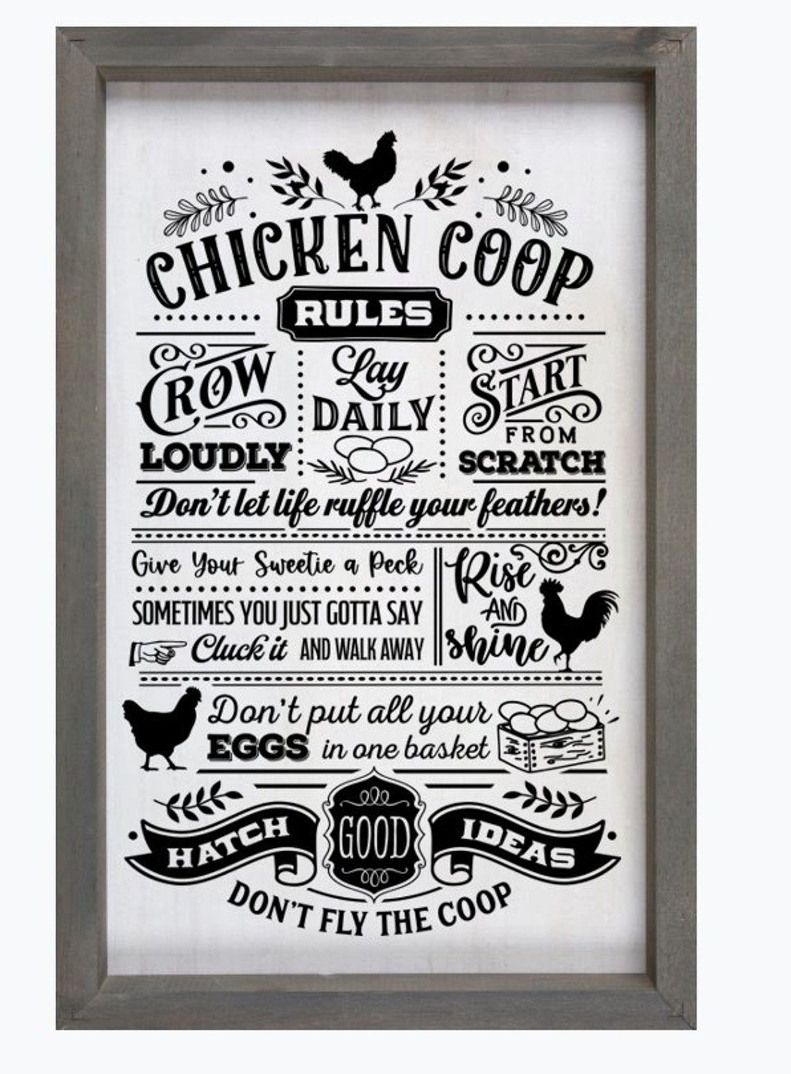 Chicken Coop Rules Custom Rustic Framed Farmhouse Style Sign Etsy