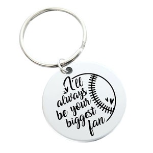 Baseball or Softball Biggest Fan Team Player Personalized Engraved Key Chain - Senior Night or Banquet Gifts