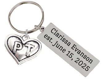 Physical Therapist Custom Charm Long Key Chain - Back can be Personalized