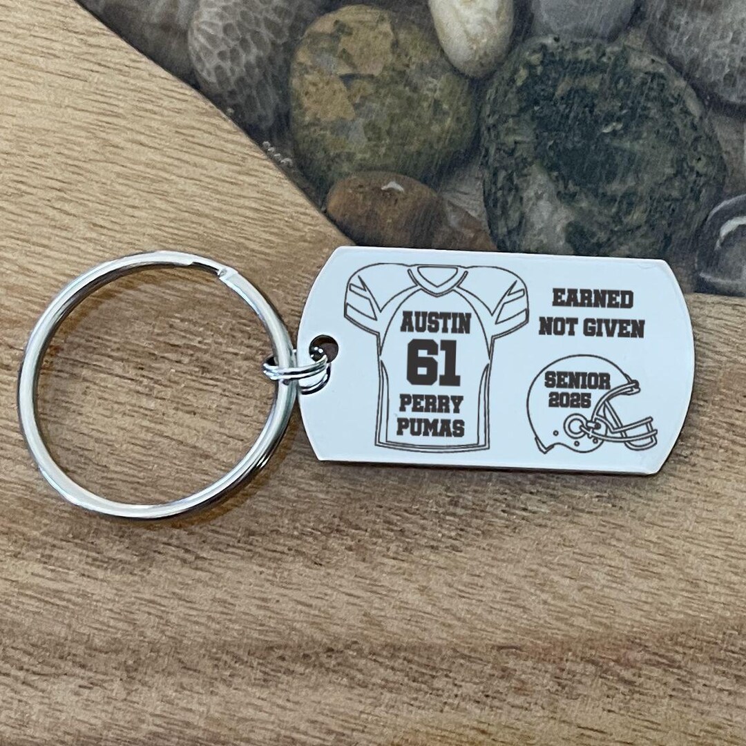 Personalized Football Team Player Jersey Helmet Key Chain Gift End of