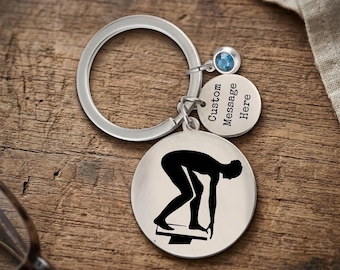 Swim Team Keychain, Swimmer Gift, Senior Night Swim Gift, Personalized Swim Keychain, Swimming Team Gift, Swim Coach Gift