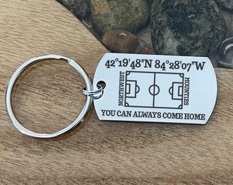 Personalized Soccer Pitch Keychain, Coordinates Team Name, Senior Night Gift, End of the Season, Coach