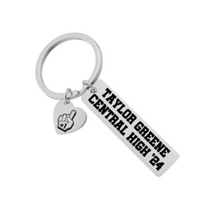Personalized Number 1 Fan Foam Finger Heart Charm Key Chain Player Team End of the Seasons Senior Night Gift Sports Award Banquet Gifts Mom