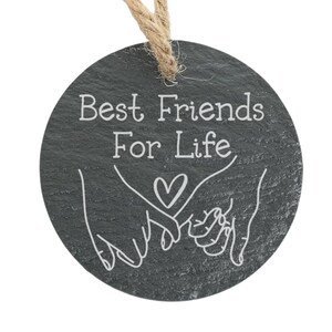 Best Friends for Life Pinky Swear Promise Slate Ornament Back can be personalized with Custom Message