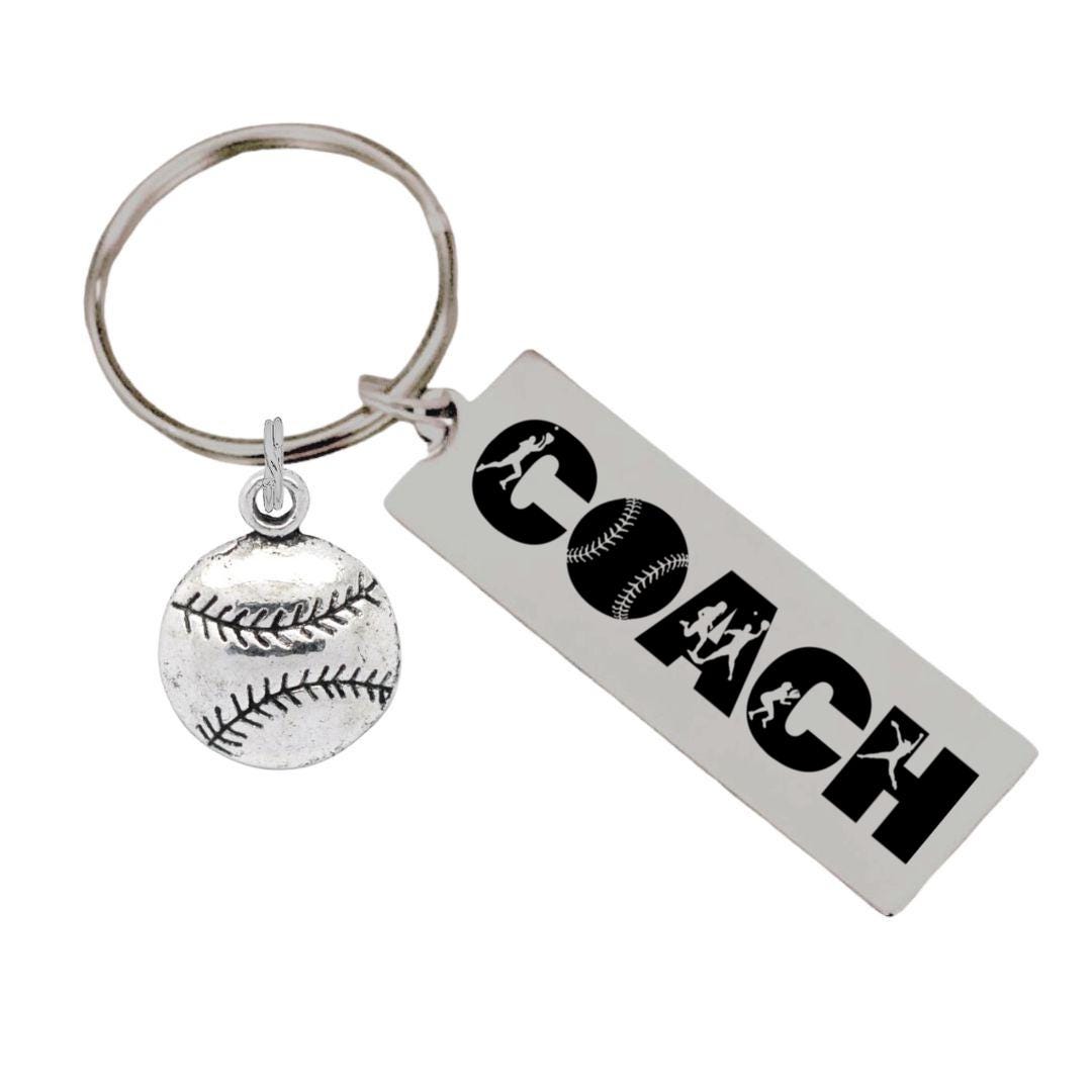 Baseball or Softball Coach Custom Key Chain Gift Back Can Be