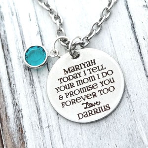 Personalized Step Father to Step Daughter Birthstone Necklace Gift Idea for Engagement or Wedding Day of Blended Family Stepdaughter Stepdad