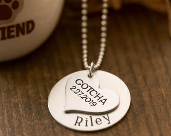 Personalized Adoption Necklace Custom Gotcha Day Gift Sterling Silver Engraved Keepsake
