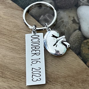 Kidney Transplant Donor Recipient Donation Awareness Custom Charm Long Key Chain - Back can be Personalized