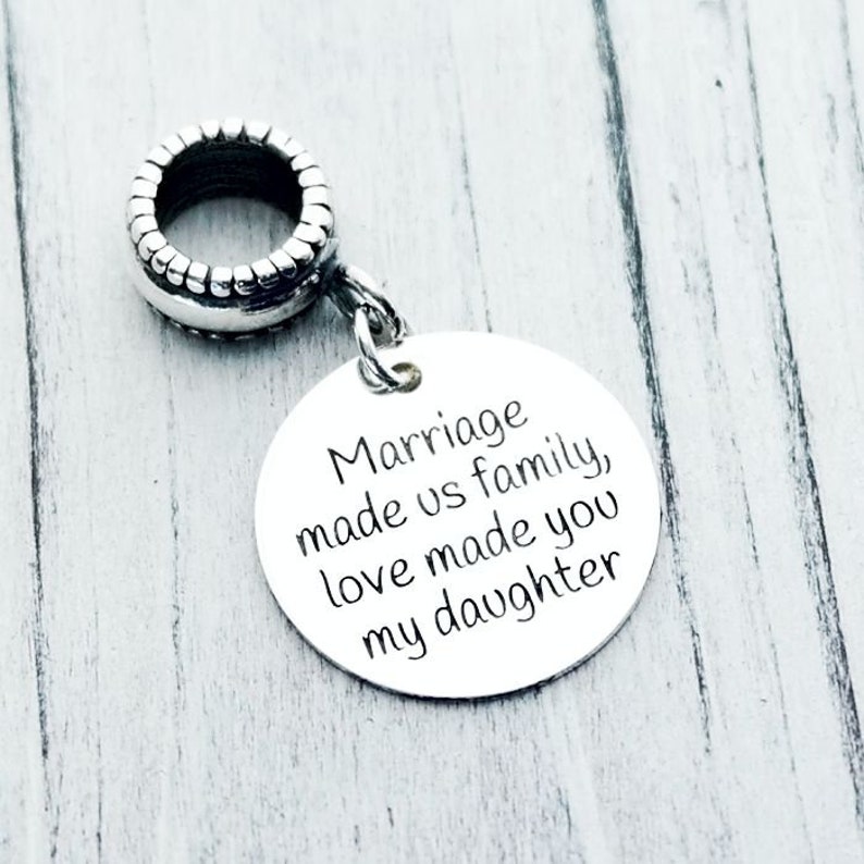 Daughter in Law Wedding Anniversary Personalized Custom Engraved Sterling Silver or Stainless Steel European Style Charm Bead Compatible image 5