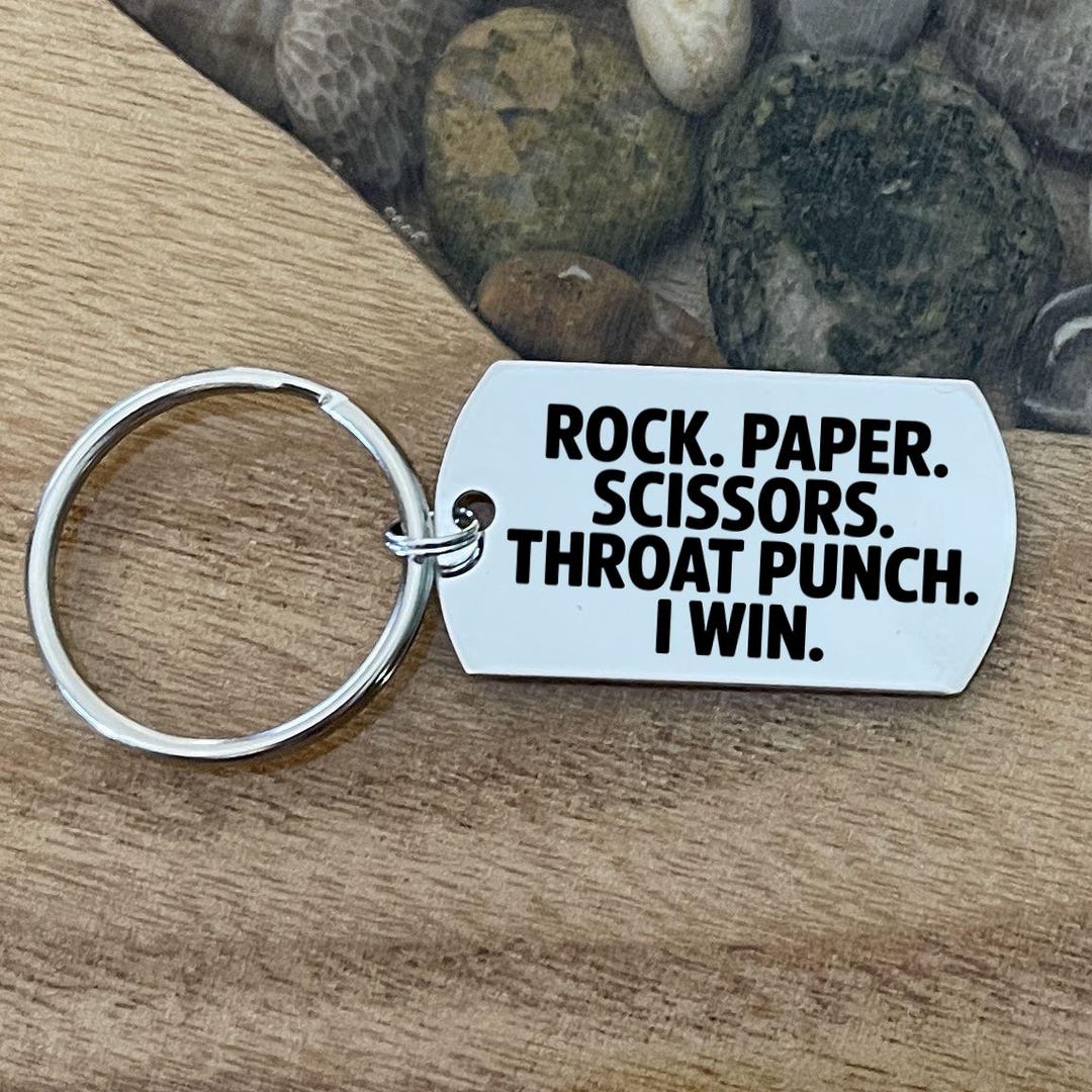 Pff Key Chain Funny Sarcastic Keychain, Rock Paper Scissors Throat Punch I Win, Gift ...
