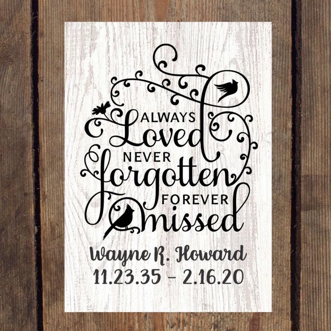 Always Loved Never Forever Missed Memorial Sympathy Etsy