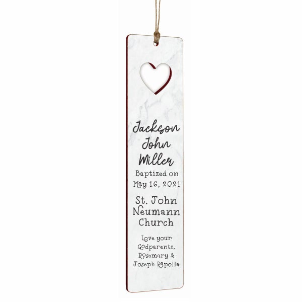 Baptism Bible Keepsake Gift Personalized Custom Heart Cut Out Bookmark