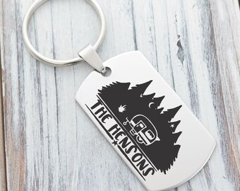 Campsite Camper Name Personalized Custom Dog Tag Key Chain - Engraved