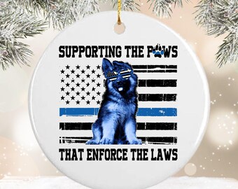 K-9 Police Dog Handler Ornament, Christmas Gift, Back can be Personalized, Cop Thank You Appreciation