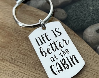 Life is Better at the Cabin Personalized Key Chain - Engraved
