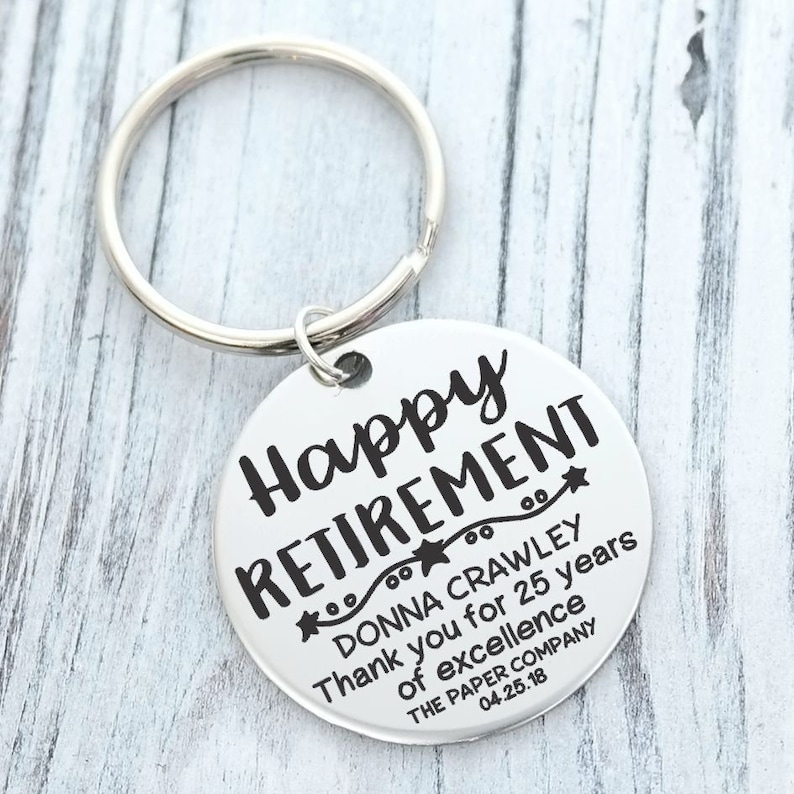 Personalized Happy Retirement Keychain, Retiree Gift, Retired Employee ...