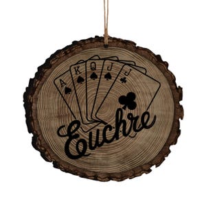 Personalized Euchre Ornament Customize Message Back Gift for Card Player Michigan Gifts Michigander Card Game Partner Tournament Prize
