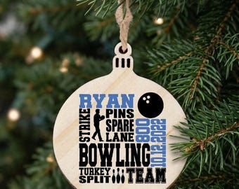 Personalized Bowler Bowling Team Custom Color SMALL 2" Wood Ornament Senior Night Banquet Gifts