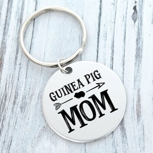 Guinea Pig Mom Personalized Custom Key Chain - Engraved ROUND